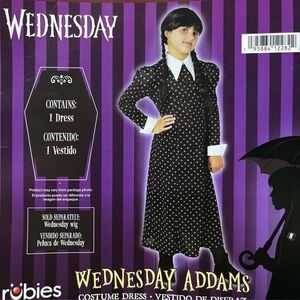 Addams Girl Halloween Costume Wednesday Addams Dress Youth Girls S 6/6x